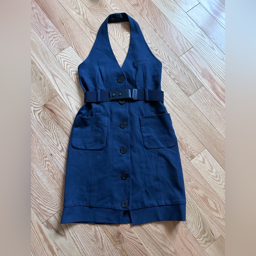 Theory Kerrington Halter Blue Dress Sz 0
